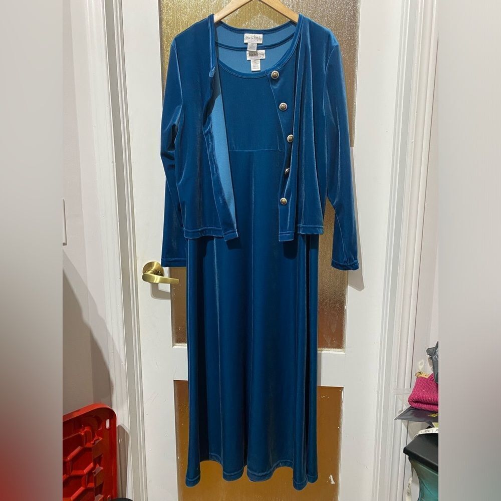 Elegant Blue Dress with Jacket